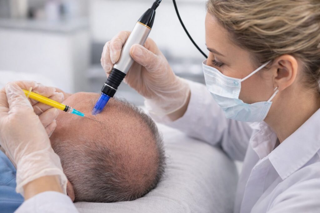 hombre recibiendo un tratamiento de clascoterona