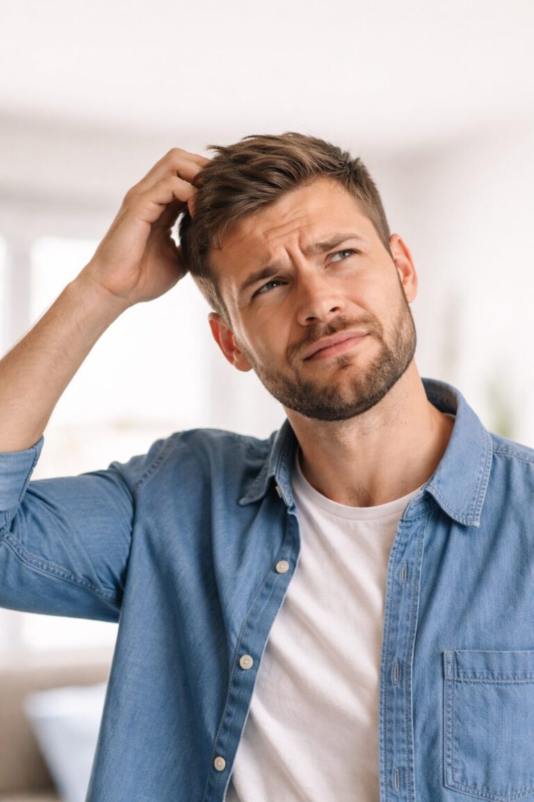hombre rascandose la cabeza